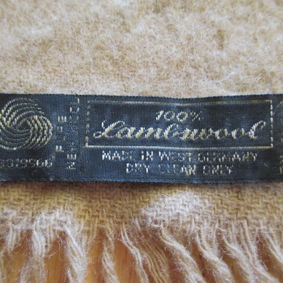 Unisex 100% Lambswool Scarf / Muffler, Beige, Fringe at Ends, West Germany - Picture 5 of 5